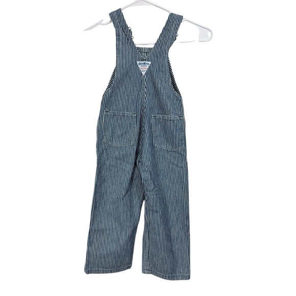 Vintage 80s 90s Oshkosh B Gosh Overalls Size 4 Blue Striped Railroad Vestbak USA - Picture 2 of 6